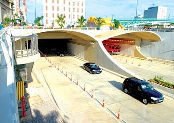 The ‘Saigon River Tunnel’ exit as viewed from District 1 (Photo: SGGP)